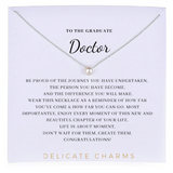 Delicate Charms Med School Graduation Gift Residency Graduation osteopathic doctor medical doctor graduation meaningful necklace card pearl sterling silver