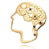 Delicate Charms wheels turning pin unique gift idea genius geeky nerd gift Neurology,Psychologist, Psychiatrist Brain PIN Brooch