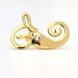 Delicate Charms Anatomical Inner Ear with Crystal Brooch Pin Otolaryngology Medical Brooch
