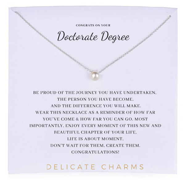 Delicate Charms Doctorate Degree Necklace card Doctorate Masters Degree MBA Doctorate Graduation PhD Graduation Gift, Doctorate Degree,meaningful necklace