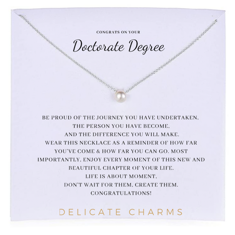 Delicate Charms Doctorate Degree Necklace card Doctorate Masters Degree MBA Doctorate Graduation PhD Graduation Gift, Doctorate Degree,meaningful necklace