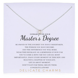 Delicate Charms Masters Degree Graduation Gift card Graduation Necklace Graduation Gifts for Her, Graduation Gift for Daughter meaningful necklace