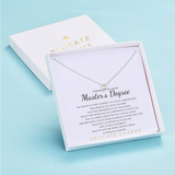 Delicate Charms Masters Degree Graduation Gift card Graduation Necklace Graduation Gifts for Her, Graduation Gift for Daughter meaningful necklace