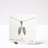 Delicate Charms Lungs Necklace Aquamarine Crystal Anatomy Silver