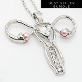 Delicate Charms Uterus Ovary Pendant Necklace, Medical Symbol Female Organ Gynecologist Nurse Gift Jewelry Uterus Ovary Pendant Necklace