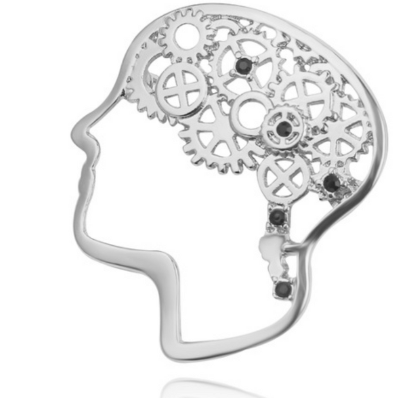  Delicate Charms Genius At Work psychiatrist therapist gift pin idea Psychology gift Psychiatrist brooch Sterling Silver Psychiatry jewellery pin badge On lapel medical jewelry Psychologist gifts
