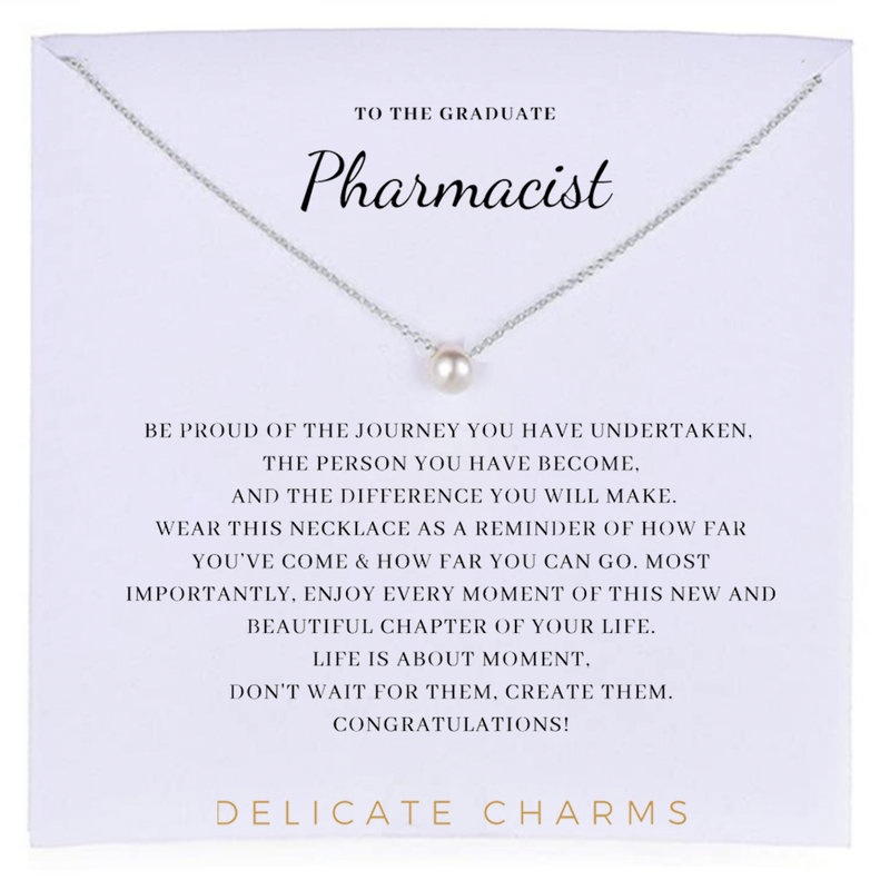 Delicate Charms Pharmacist graduation gift  card pearl Pharmacist Gifts for Women gift pharmacist gift pharmacist PharmD graduation meaningful necklace