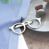 Delicate Charms Glasses Tie Clip Bar for Men Grey and White Vintage Necktie Tie Clip Eye