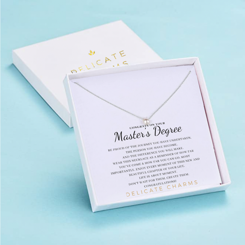  Delicate Charms Masters Degree Graduation Gift card Graduation Necklace Graduation Gifts for Her,  Graduation Gift for Daughter  meaningful necklace