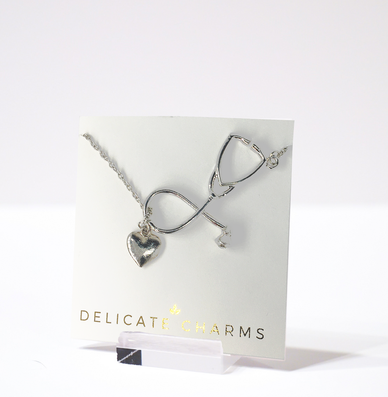  Delicate Charms Stethoscope Necklace - Heart Necklace - Heartbeat Necklace - Nurse Necklace - Nurse Gift - Doctor Necklace - Doctor Jewelry - Doctor Gift