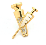 Delicate Charms White Coat Pins for Nurses and Doctors- Medical Lapel Pins- Vaccine and Shot Pins