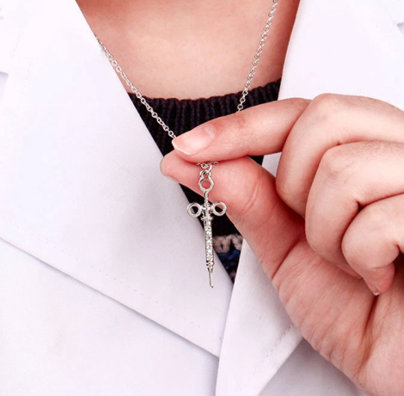 Delicate Charms Syringe Necklace Medical Syringe Charm Necklace Syringe Needle Charm Necklace Medical Student Gift Doctor Gift